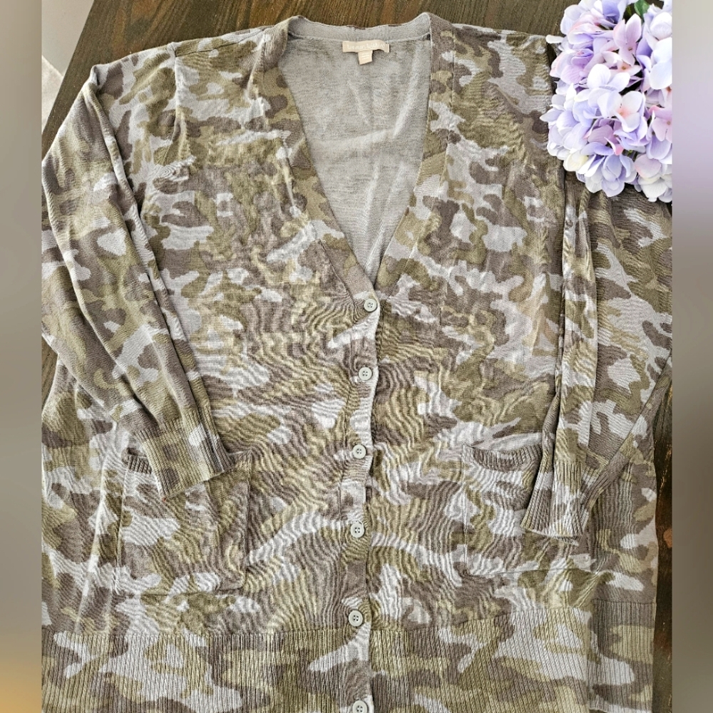 Woman Within Camo Button-Up Cardigan Size 26/28